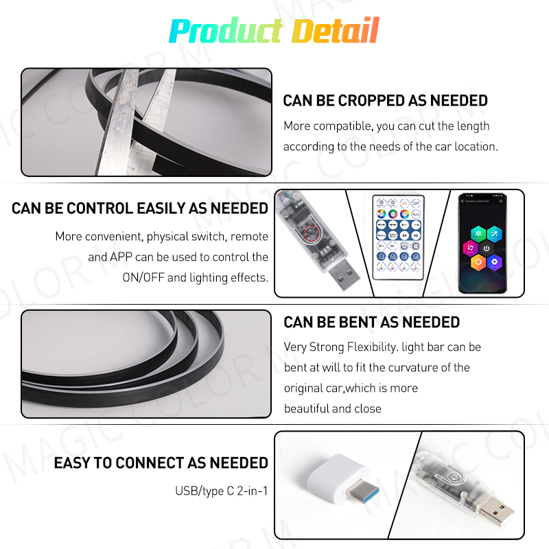 Vegetting 140cm Car Ambient Li - đánh giá và giá Led Ambient Interior Car Lights App Control