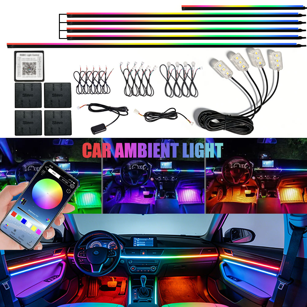 6/10/14/18/22 In1 Car Acrylic  - đánh giá và giá Led Ambient Interior Car Lights App Control