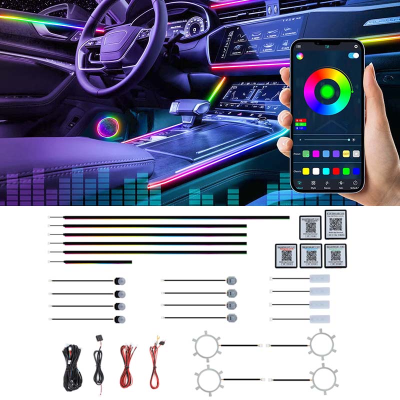 22 in 1 Dream Color RGB Dynami - đánh giá và giá Led Ambient Interior Car Lights App Control