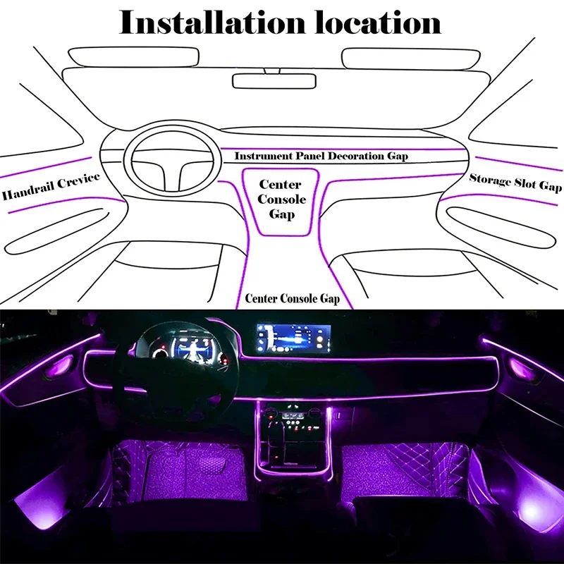 Flexible EL Wire Lights With A - đánh giá và giá Led Ambient Interior Car Lights App Control