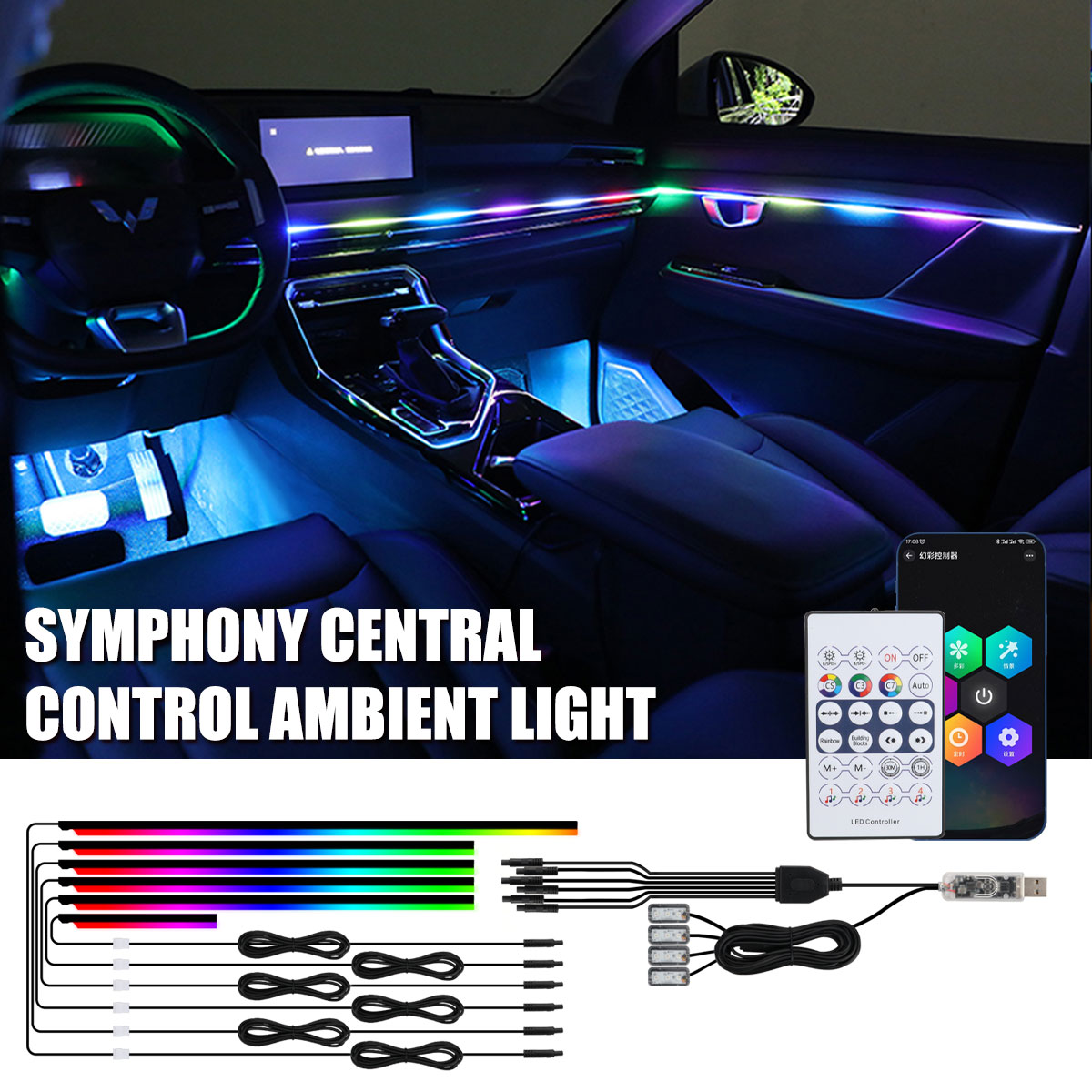 Universal Symphony Car Ambient - đánh giá và giá Led Ambient Interior Car Lights App Control