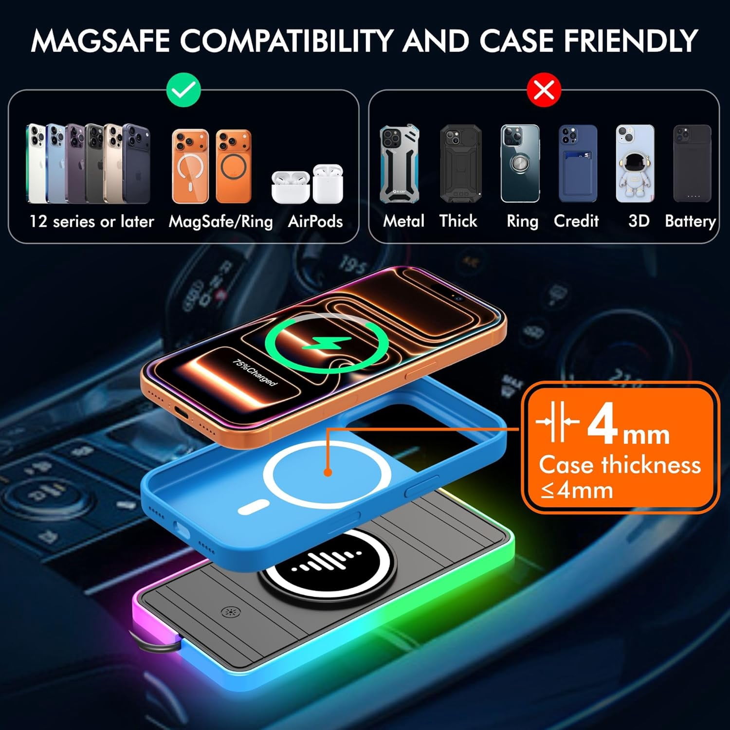 15W Magnetic Wireless Car Char - đánh giá và giá Wireless Car Charger Mount Fast Charging