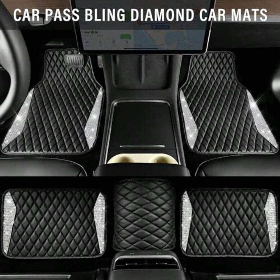 Leather Car Mats Shining Diamo - đánh giá và giá Car Floor Mats Universal Waterproof Leather