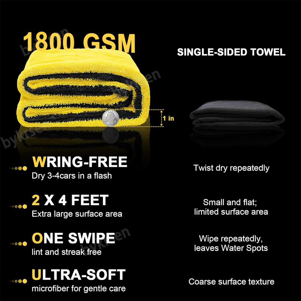 1800GSM Oversized Microfiber C - đánh giá và giá Microfiber Car Drying Towel Super Absorbent